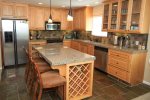 This high end kitchen has very nice finishes and appliances.  It`s very well equipped.
